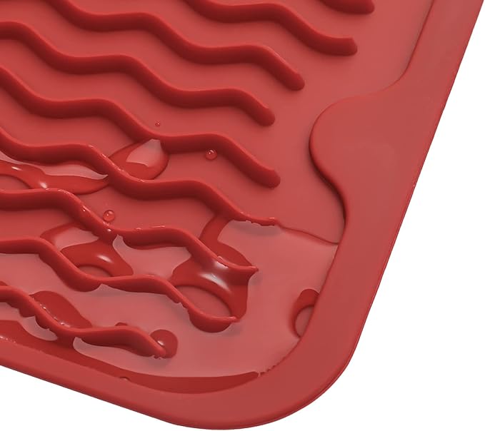 MicoYang Silicone Dish Drying Mat for Multiple Usage,Easy clean,Eco-friendly,Heat-resistant Silicone Mat for Kitchen Counter,Sink,Bar,Bottle,or Cup Red M 17 inches x 6 inches - Image 9