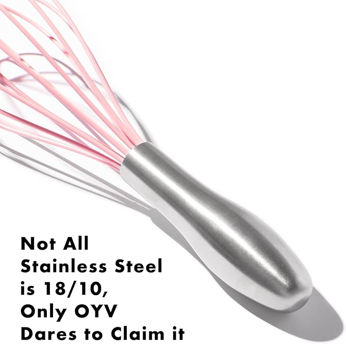 OYV 10-Inch Pink Silicone Whisk, Heat Resistant 480°F Kitchen Whisk with Stainless Steel Ergonomic Handle, Non-Scratch for Nonstick Cookware, Dishwasher Safe, Perfect for Blending, Cooking & Beating - Image 6