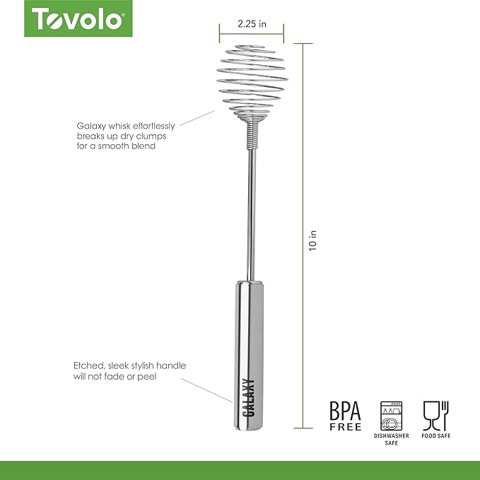 Tovolo Spring Whisk Stainless Steel 10 Inch Galaxy Coil Whisker for Cooking Blending Mixing Stirring Whipping Whisking and Beating, Easy to Clean Dishwasher Safe Frother Stirrer Blender Coil Whisk - Image 6