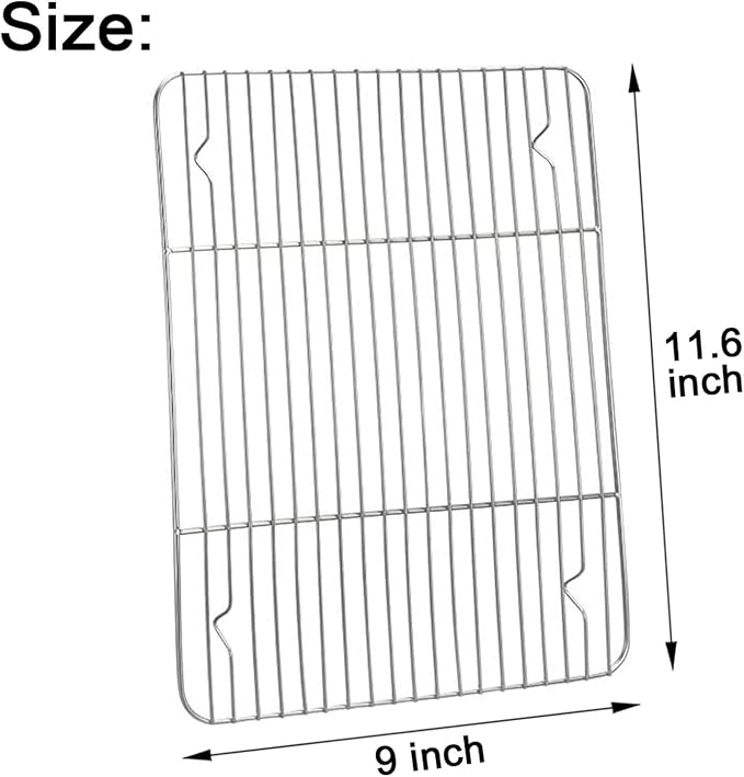 E-far Baking Cooling Rack Set of 2, Stainless Steel Metal Roasting Cooking Racks, Size - 11.6'' x 9'', Non Toxic & Rust Free, Oven & Dishwasher Safe - Image 2