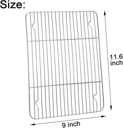 E-far Baking Cooling Rack Set of 2, Stainless Steel Metal Roasting Cooking Racks, Size - 11.6'' x 9'', Non Toxic & Rust Free, Oven & Dishwasher Safe - Image 2