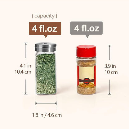 ComSaf Spice Jars with Shaker lids Adjustable, 4oz 6PCS, 9 DIY Labels, Spice Jars Trial Set & Supplement Set, Empty Ingredient Containers and Square Ingredient Bottles for Kitchen and Seasoning - Image 3