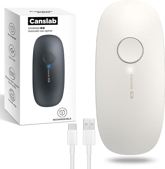 Canslab Ultrablde SE - USB Rechargeable Electric Can Opener for Kitchen for Seniors with Arthritis- Cordless Battery Powered Automatic, Side Cut, Smooth Edge, Handsfree, for Small or Large Cans, White by Canslab
