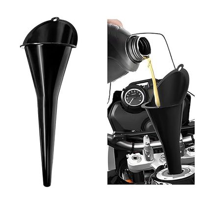 Long-Neck Oil Funnel for Automotive – Multi-Function Plastic Funnel for Oil, Gas & Lubricants – Universal Car Accessory (Black (1-Pack)) by Cartisen