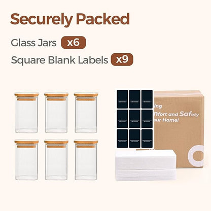 ComSaf 6Pcs 8oz Spice Jars with Label Trial Set, Glass Spice Jars with Bamboo Lids Supplementary Set, Seasoning Container Trial Pack, Perfect for Ktichen Starter - Image 8