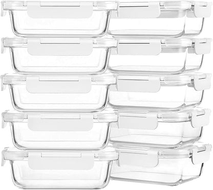 M MCIRCO 10-Pack 22 Oz Glass Meal Prep Containers with Lids - Microwave, Oven, Freezer & Dishwasher Safe - White by MMCIRCO