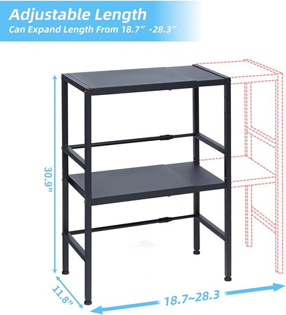 2-Tier Expandable Metal Storage Shelves, 150LBS Heavy Duty Shelving Units and Storage,Adjustable Utility Organization and Storage Shelf Rack For Kitchen Garage Laundry Bathroom Pantry Warehouse - Image 2