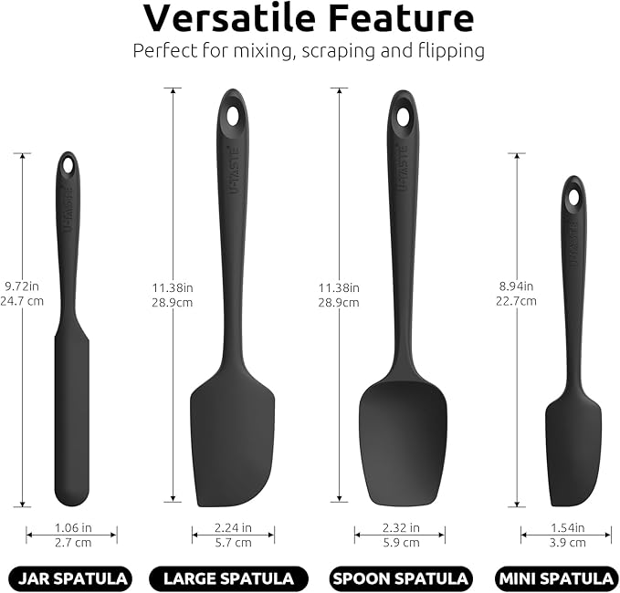 U-Taste Silicone Spatula Set with 600 Degrees Fahrenheit Heat Resistant (Black) - Image 2