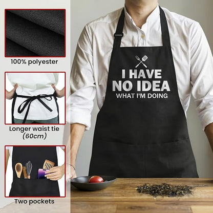 SANDJEST Funny Mens Aprons with Pockets for BBQ Grilling Cooking Grandpa Husband Apron for Birthday Christmas Father's Day