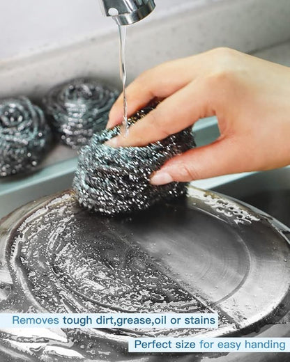 12Pcs Steel Wool Scrubber Pads for Cleaning Dishes, Pans, Pots, Ovens, Grills, Sinks - Stainless Steel Scrubbers for Kitchen, 12 Pack - Image 8