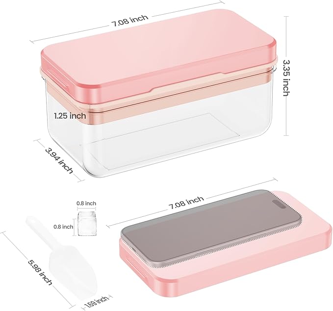 Ice Cube Tray with Lid and Bin, 28 pcs Ice Cubes Molds, Ice Trays for Freezer, Ice Cube Tray Mold, with 1 tray, Ice Freezer Container, Spill-Resistant Removable Lid & Ice Scoop, for Whiskey,Cocktail - Image 4