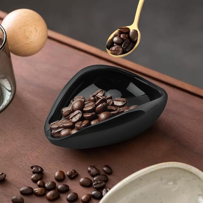 Coffee Bean Dosing Cup,Wood/Ceramic Coffee Dosing Tray Coffees Bean Weighing Tray Weigh Coffees Beans Container,with Spray Bottle Measuring Spoon For Coffe e Or Tea - Image 5