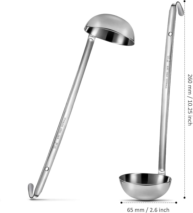 meekoo Stainless Steel Ladle Soup Handle Ladle with Pouring Rim for Kitchen Cooking Soup Sauce - Image 6