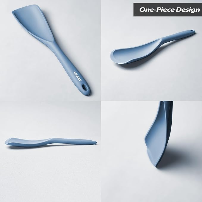 Cooking Spoon for Nonstick Cookwares, VOVOLY Silicone Spoon for Mixing, Scoop, and Scrape,Seamless Design, 12.6'', 2 Pack, Starry Blue - Image 3