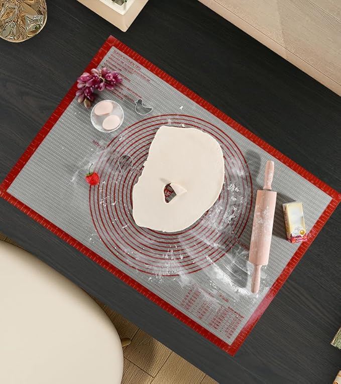Non-slip Silicone Pastry Mat Extra Large with Measurements 36''By 24'' for Baking Mat, Counter/Dough Rolling/Oven Liner/Fondant/Pie Crust（Red） - Image 2