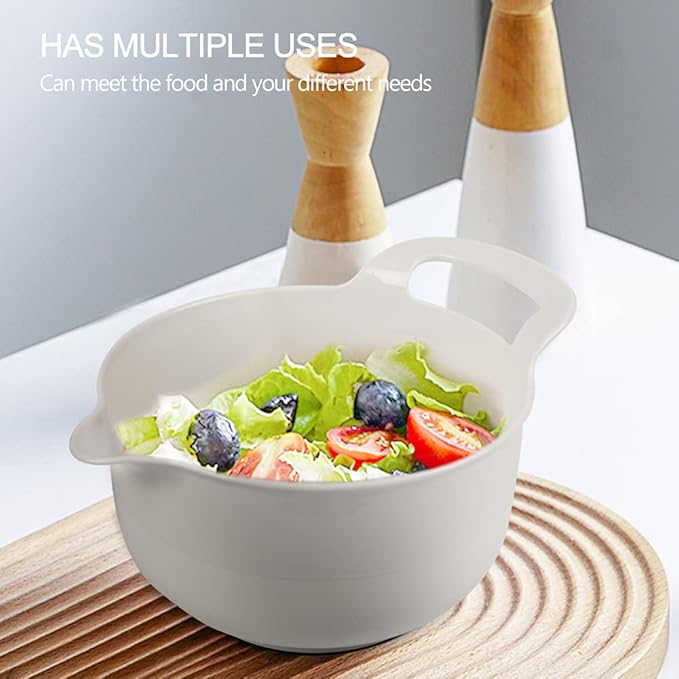 BoxedHome 4 Pack Nesting Mixing Bowl with Pour Spout and Handle, BPA free Microwave & Dishwasher Safe(Grey, 4 Pack with Handle) - Image 8