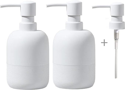 GalDal White Soap Lotion Dispenser with A Spare Pump,Liquid Hand Soap Dispenser Sets for Bathroom Countertop,2pcs/Set Soap Dispenser for Kitchen - Image 4