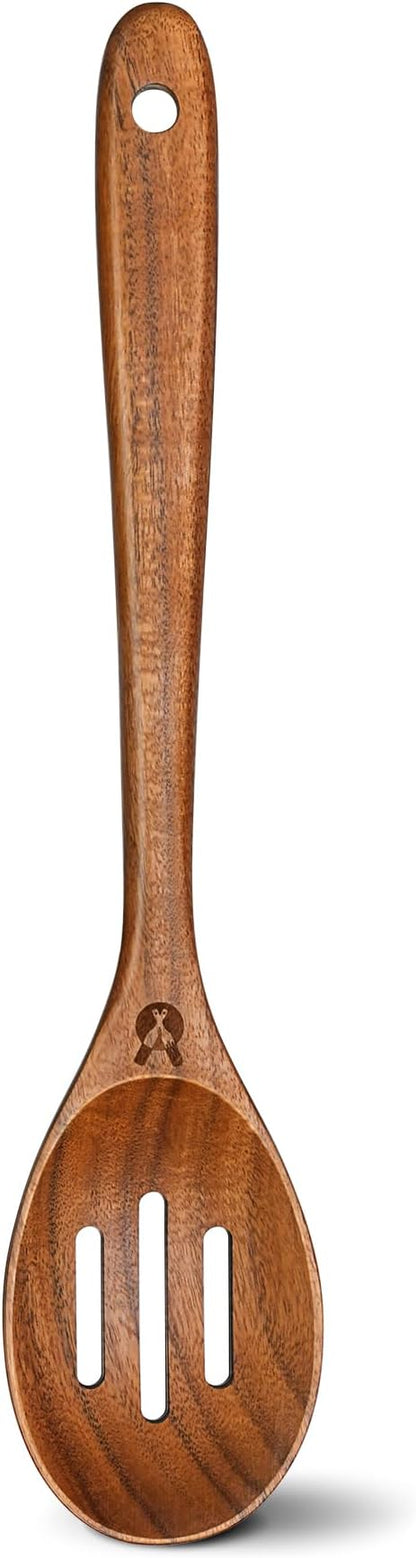 Wooden Slotted Spoons for Cooking, Good Grips Large Wooden Slotted Spoon, Natural Premium Teak Spoons Spatula, Heat Resistant Cooking Utensils for Nonstick Cookware, Serving and Mixing by Unknown