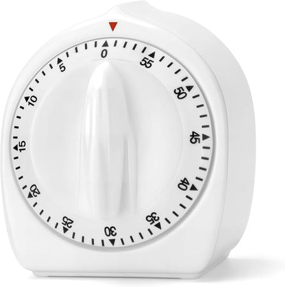 Kitchen Timers for Cooking, 60 Minute Wind Up - Chef Cooking Timer with Loud Alarm,100% Mechanical Desk Timer -No Batteries Required - Manual Countdown timers for Home, Study and Cooking (White) by Albayrak