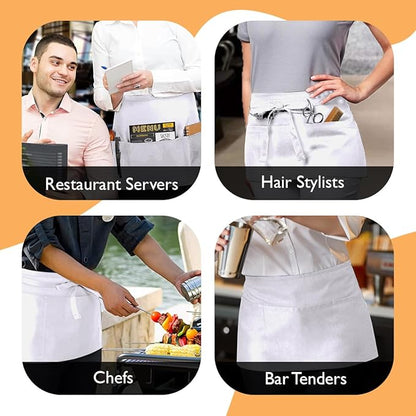 Avalon Kitchen Server Aprons with 3 Pockets, 100% Polyester Waist Apron with Pockets, 24x12 Inche Waitress Apron with Pockets - Image 4
