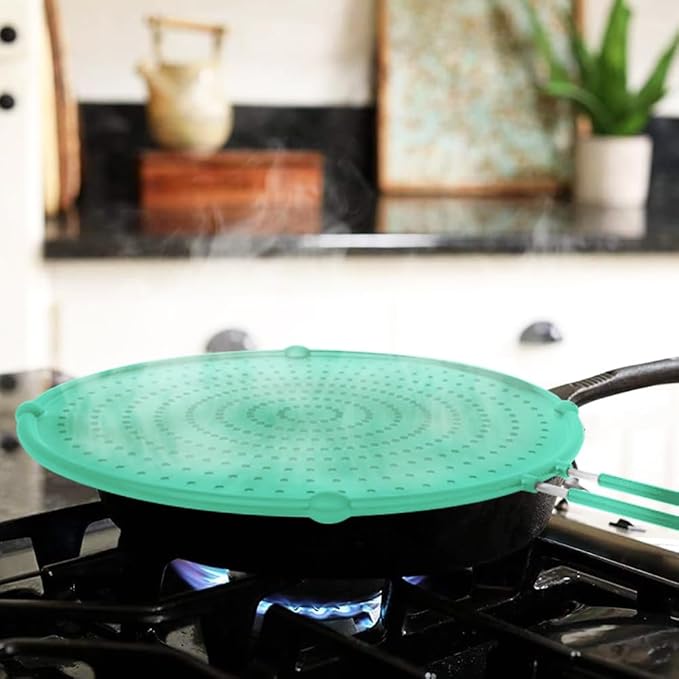Splatter Screen for Frying Pan, Grease Splatter Guard, Heat-Resistant Splatter Guards for Frying, Silicone Splatter Guard for Everyday Cooking, Dishwasher Safe, Green （16in×12in×0.5in) - Image 6