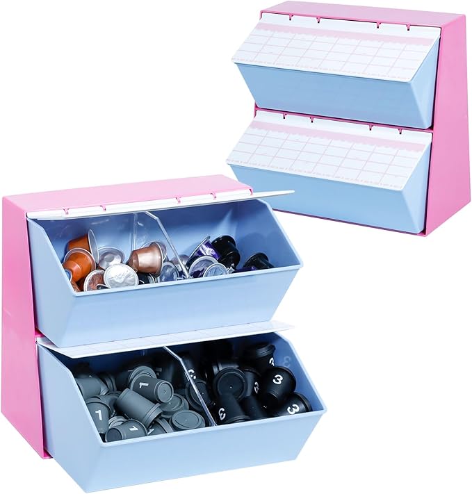 Coffee Bar Organizer with Lid, Vintage Coffee Station Storage Holder for Creamer, Pods, Tea Bags, Sugar and Drink Packets (Rose Pink) - Image 7