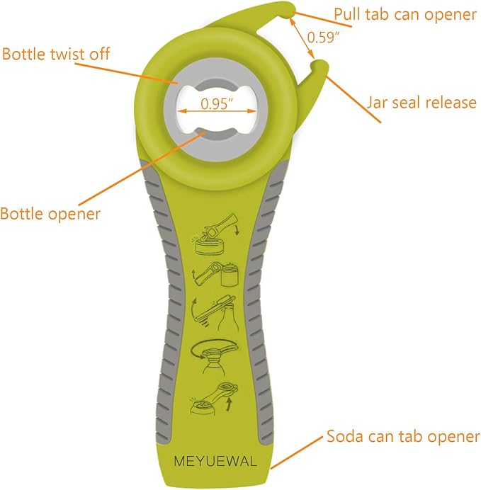 Jar Opener, 6 In 1 Bottle Opener Can Opener for Weak Hands, Jar Openers for Seniors with Arthritis, Multifunctional Lid Opener Kit, Easy Jar Opener Tool for Elderly Adults Kids (Green) - Image 5