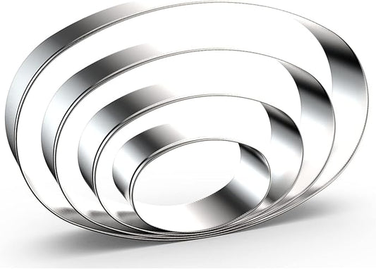 Oval Cookie Cutter Set Large - 5 Inch, 4 Inch, 3 Inch, 2 Inch - Geometric Frame Plaque Cookie Cutters Shapes Molds - Stainless Steel