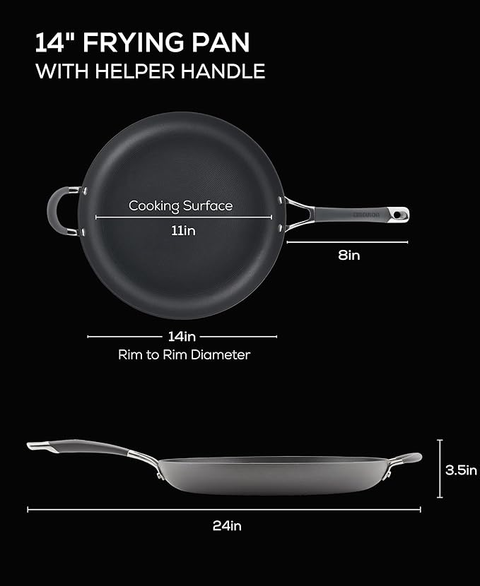 Circulon - 83906 Circulon Radiance Hard Anodized Nonstick Frying Pan / Fry Pan / Hard Anodized Skillet with Helper Handle - 14 Inch, Gray - Image 2