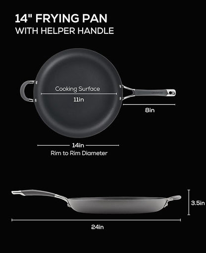 Circulon - 83906 Circulon Radiance Hard Anodized Nonstick Frying Pan / Fry Pan / Hard Anodized Skillet with Helper Handle - 14 Inch, Gray - Image 2