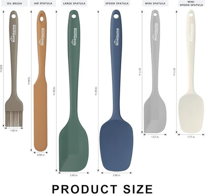NileHome Silicone Spatula Set, 6 Pieces Food Grade Kitchen Utensils with Silicone Brush Heat Resistant Dishwasher Safe BPA-Free Rubber Spatula for Scraping, Baking, Cooking, Mixing-Forest Style - Image 2