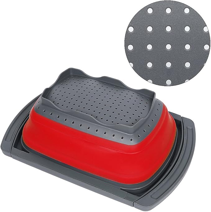 Qimh Colander Collapsible, Over The Sink Veggies/Fruit 6-Quart Strainers and Colanders with Extendable Handles, Folding Strainer for Kitchen - Image 5