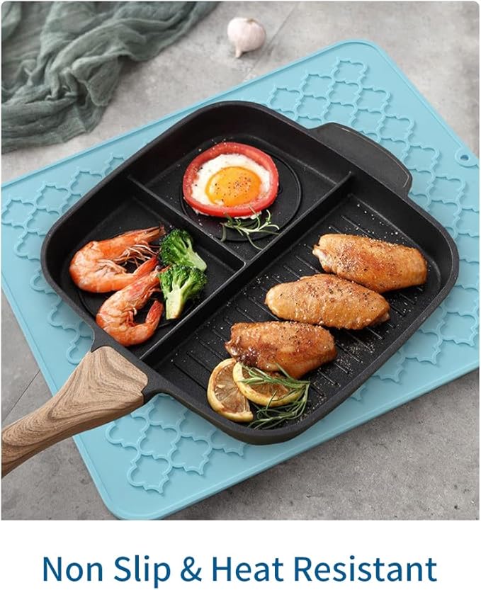 AMOAMI-Dish Drying Mats for Kitchen Counter-Silicone Dish Drying Mat-Kitchen Dish Drying Pad Heat Resistant Mat-Kitchen Gadgets Kitchen Accessories Kitchen Small Appliances(16" x 18",LIGHT BLUE) - Image 5