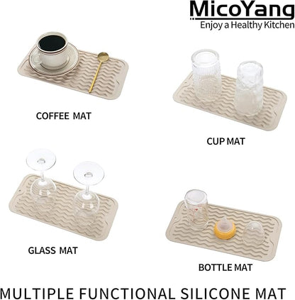 MicoYang Silicone Dish Drying Mat for Multiple Usage,Easy clean,Eco-friendly,Heat-resistant Silicone Mat for Kitchen Counter or Sink,Refrigerator or Drawer Liner Tapioca S 12 inches x 6 inches - Image 4