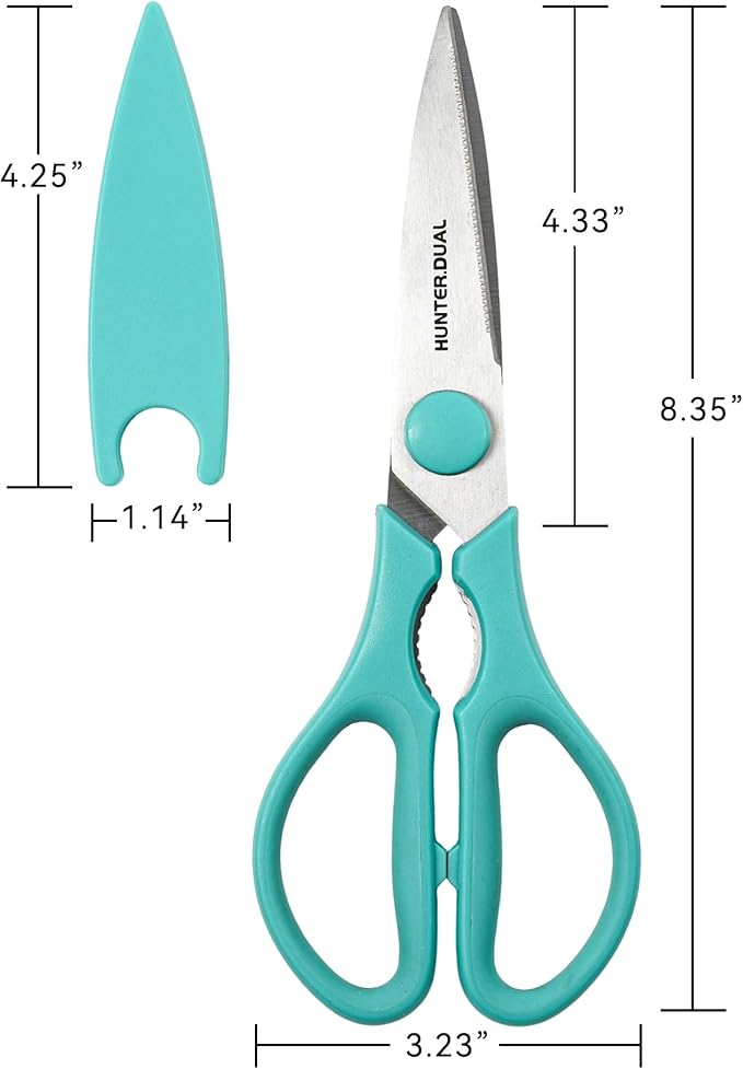 Kitchen Scissors for Food, HUNTER.DUAL Heavy Duty Come Apart Poultry Shears for Cooking, All Purpose for Cutting Chicken, Meat, Fish & Vegetables (Auqa, 8.35 Inch) - Image 5
