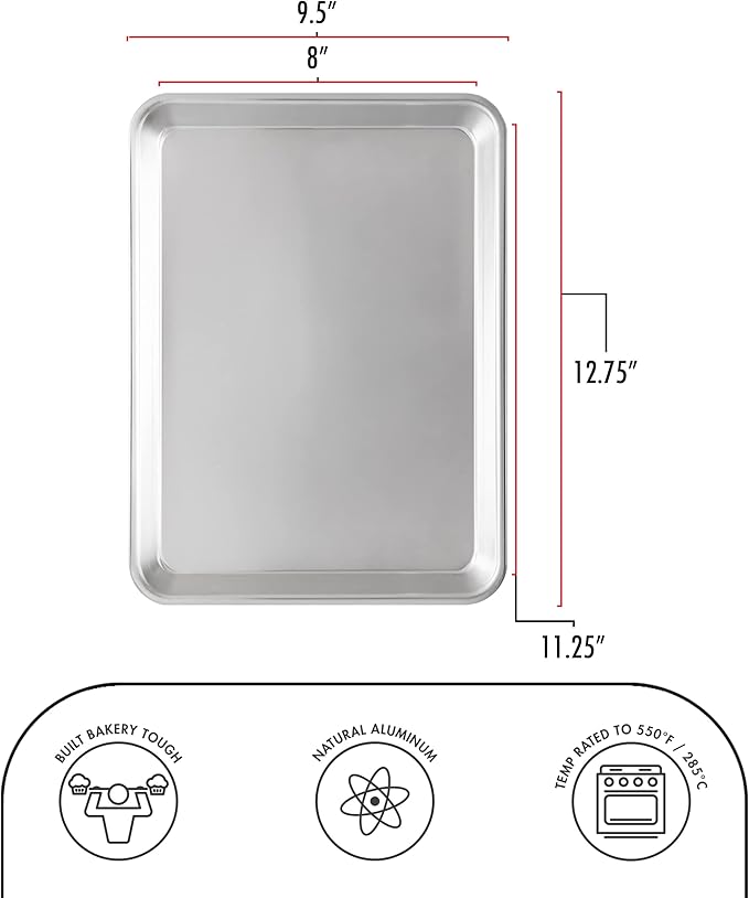 Fat Daddio's Natural Aluminum Quarter Sheet Pan, 2-Pack