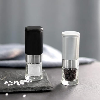 Mini Salt and Pepper Grinder Set, Small Tiny Adjustable Coarseness Ceramic Salt Grinder with Funnel and Bag Portable Handy Spice Pepper Mill Shaker For Outdoor Party Lunch Bag Kitchen