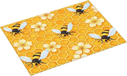 Bee Dish Drying Mat For Kitchen Counter Absorbent Large Kitchen Fast Dry Pad Reusable Washable Protector Rack Large Mat 18 X 24