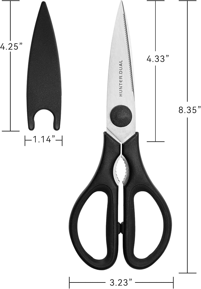 Kitchen Scissors for Food, HUNTER.DUAL Heavy Duty Come Apart Poultry Shears for Cooking, All Purpose for Cutting Chicken, Meat, Fish & Vegetables (Black, 8.35 Inch) - Image 7