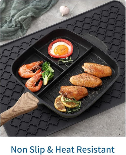 AMOAMI-Dish Drying Mats for Kitchen Counter-Silicone Dish Drying Mat-Kitchen Dish Drying Pad Heat Resistant Mat-Kitchen Gadgets Kitchen Accessories Kitchen Small Appliances(16" x 24", BLACK) - Image 5