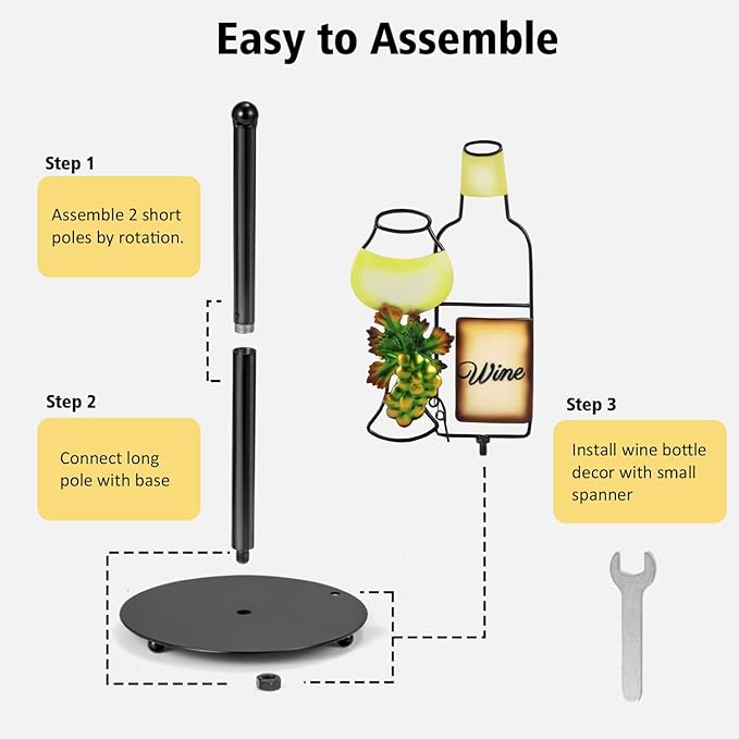 Wine Lovers Gifts - Metal Wine Paper Towel Holder Countertop with Solid Weighted Base, Farmhouse Kitchen Decor, Rustic Country Vintage Decoration Organization - Image 6