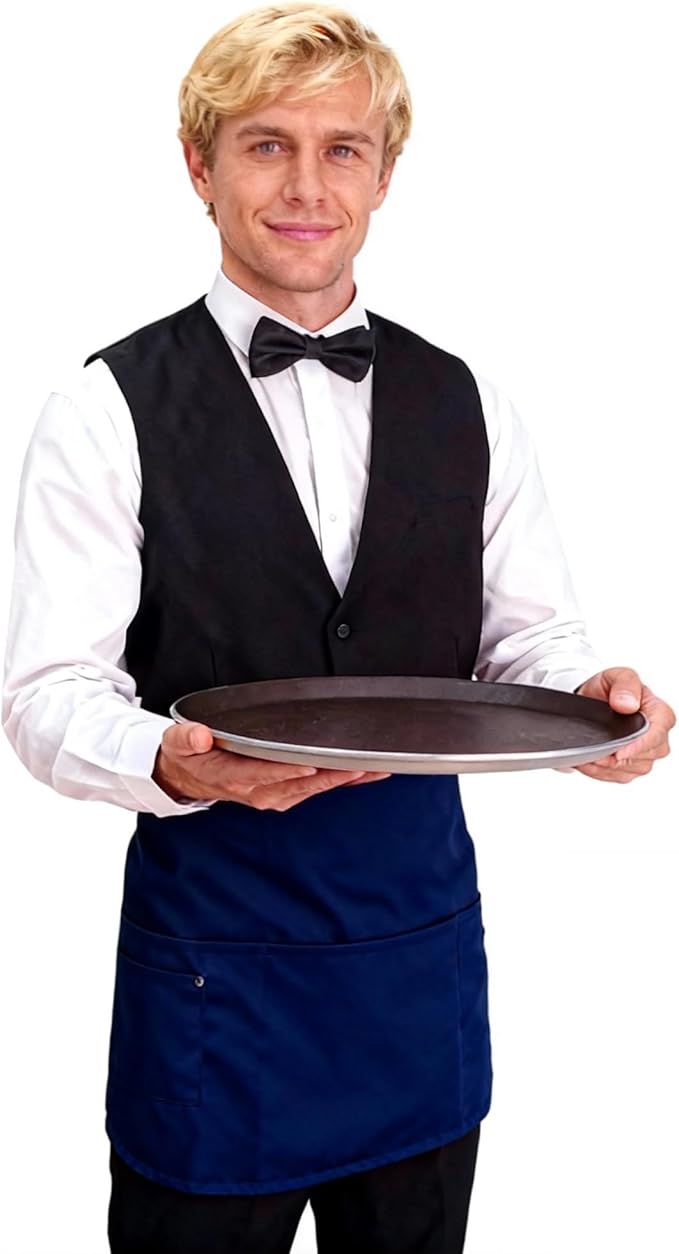 TiwerlfeServer Waist Aprons with 5 Pockets - 11.5 Inch Waterdrop & Oil Resistant Waitress Waiter Half Apron