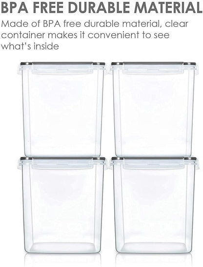 Vtopmart Food Storage Containers 2.5L / 84.5oz, 4 Pieces BPA Free Plastic Airtight Canister for Flour, Sugar, Baking Supplies, with 4 Measuring Cups and 24 Labels, Black - Image 5