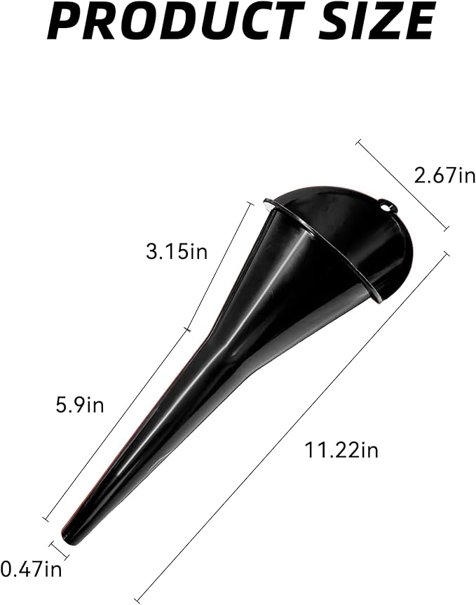 2 PCS Oil Funnel, Automotive Multi-Function Plastic Fuel Funnel with Long Neck, Universal Engine Oil Funnel for Filling Oils Gas Lubricants and Fluids, Car Accessories (2PCS-Black)