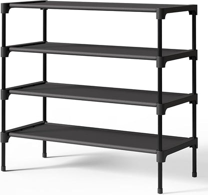 Kitsure Shoe Rack - Non-Woven Shoe Rack Shelf, Shoe Organizer for Closet, Entryway, Garage & Corridor, Stackable Shoe Shelves, X-Large, Black by Kitsure