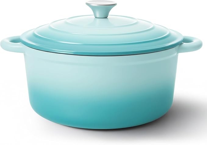 6 Quart Dutch Oven Pot with Lid, Non Stick Enameled Cast Iron Dutch Oven for Bread Baking, Heavy-Duty, Oven Safe Ceramic Cookware Up to 500°F for Baking, Braising, Stews, Roasting, Verdant by Fijinhom
