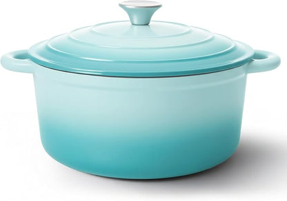 6 Quart Dutch Oven Pot with Lid, Non Stick Enameled Cast Iron Dutch Oven for Bread Baking, Heavy-Duty, Oven Safe Ceramic Cookware Up to 500°F for Baking, Braising, Stews, Roasting, Verdant by Fijinhom