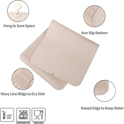 MicoYang Silicone Dish Drying Mat for Multiple Usage,Easy clean,Eco-friendly,Heat-resistant Silicone Mat for Kitchen Counter or Sink,Refrigerator or Drawer Liner Tapioca 5XL 36inches x 18inches - Image 3