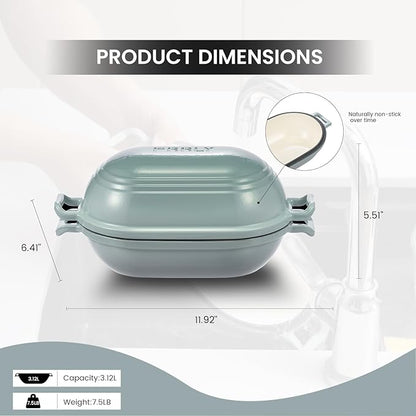 Enameled Cast Iron Dutch Oven for Sourdough Bread Baking,9 x 5-4/5 Inch Oval Cast Iron Bread Pan with Lid,Dutch Oven for Homemade Sourdough Baking,2.8QT Meatloaf Pan,Oven Safe - Image 2