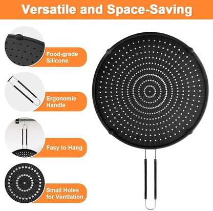 Splatter Screen for Frying Pan,Silicone Grease Splatter Guard, Heat-Resistant Splatter Guards for Cooking,Dishwasher Safe (9.8", 11.4", 13") - Image 3